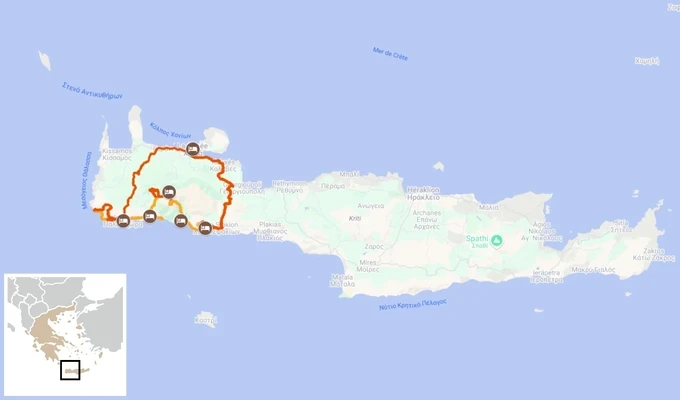 Crète, voyage au pays des mythes carte itinéraire randonnée
