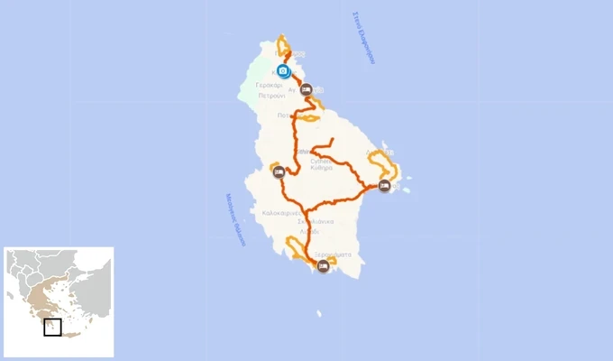 tour de l'ile de cythère grèce randonnée facile