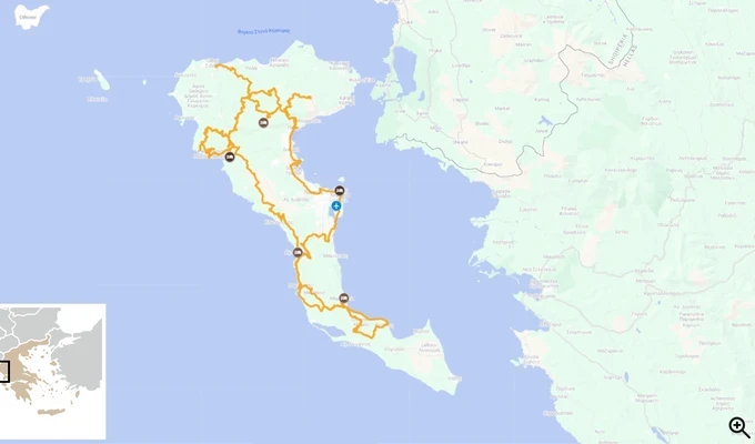 L'île de Corfou à vélo carte itinéraire