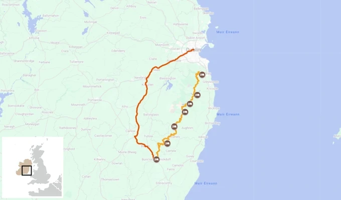 trek la voie de Wicklow itinéraire