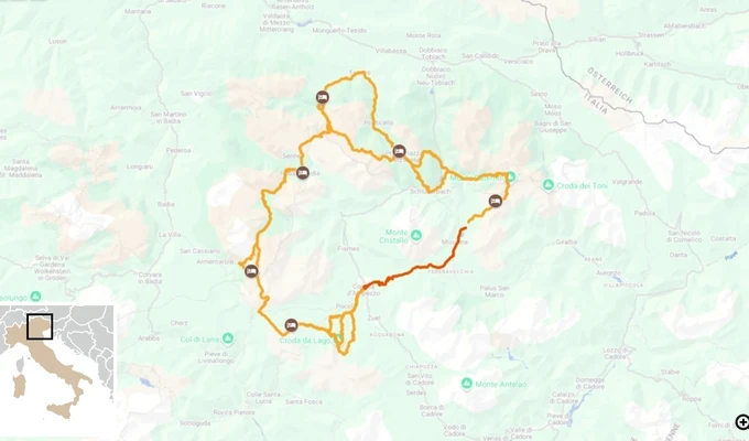 Trek du lac de Braies aux Tre Cime di Lavaredo itinéraire carte