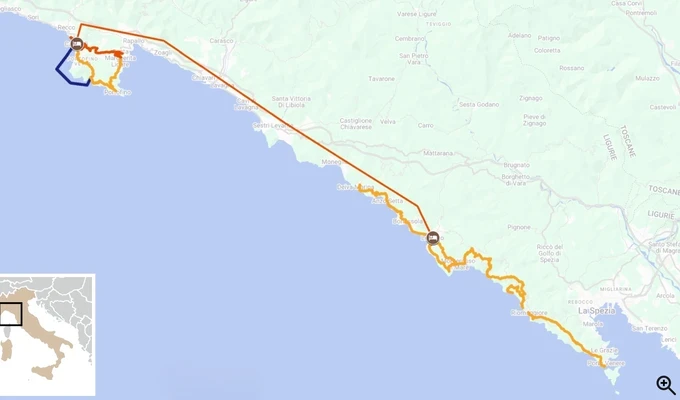 Les Cinque Terre et Portofino carte itinéraire randonnée