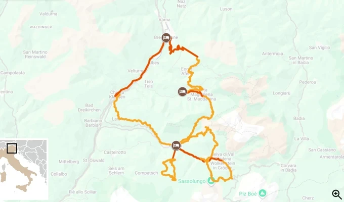 Val di Funes et Val Gardena : randonnée au cœur des Dolomites carte itinéraire