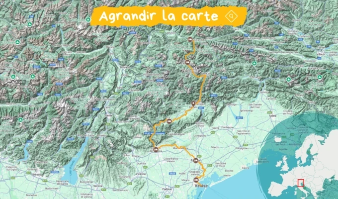 vélo dolomites carte