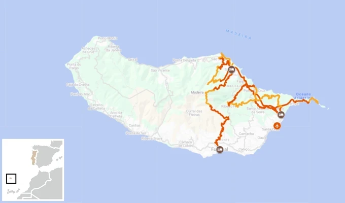trek à madère itinéraire carte