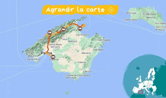 Carte Majorque lumineuse et secrète