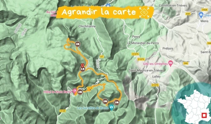 Itinéraire de Balade et Bivouac avec un âne entre Vercors et Diois