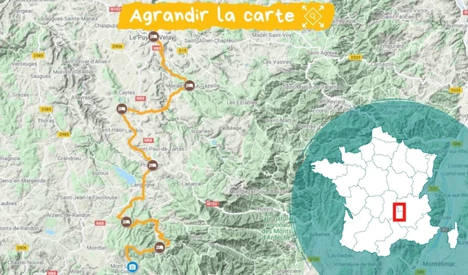 Itinéraire Chemin de Stevenson Nord en guidé