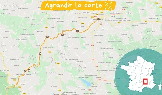 Itinéraire Chemins de Saint-Jacques  randonnée du Puy-en-Velay à Aumont-Aubrac