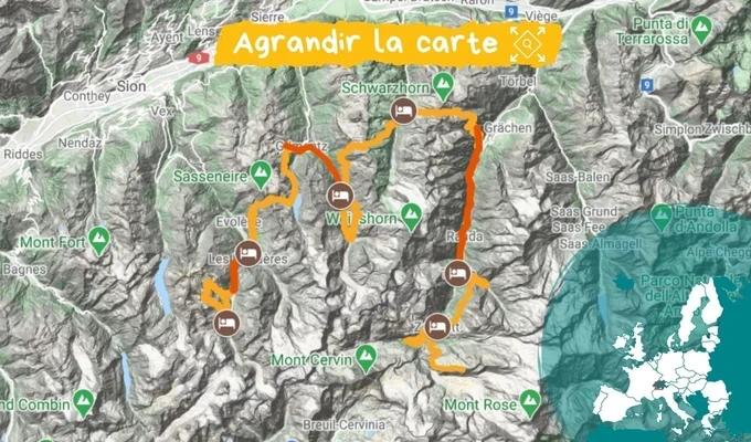Itinéraire d'Arolla à Zermatt
