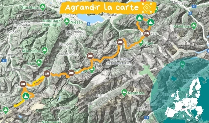 Itinéraire de la traversée des balcons de l'Oberland