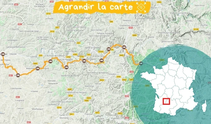 Itinéraire Le Périgord, de Bergerac à Rocamadour