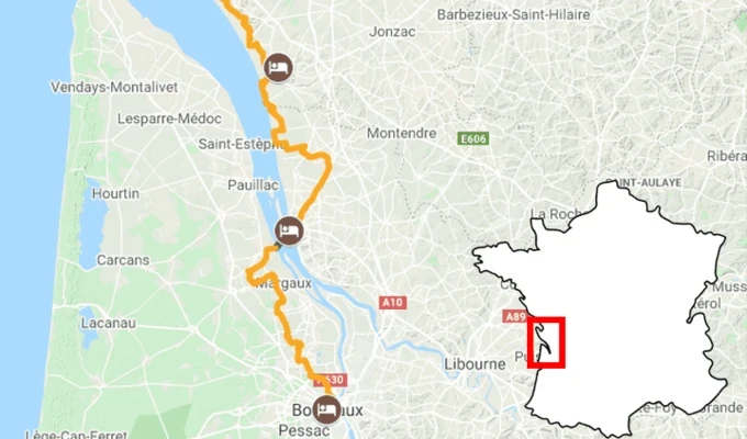 Itinéraire vélo de Royans à Bordeaux