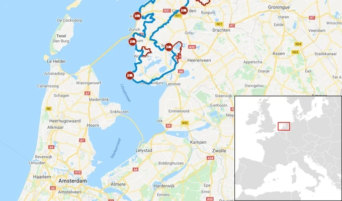 Itinéraire du Tour des onze villes frisonnes