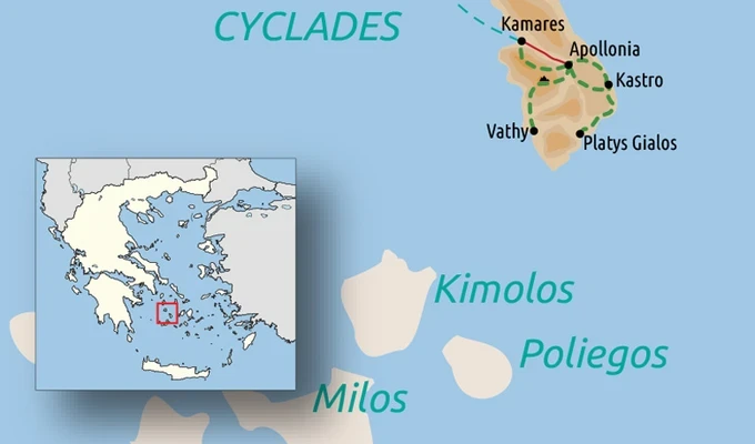Carte du voyage Cyclades : Sérifos, l'île de Persée et Sifnos, l'île d'Apollon