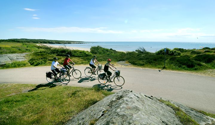 Cyclistes le long de la côte suédoise entre Ugglarp et Falkenberg