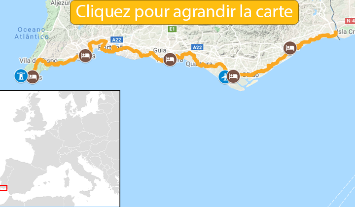 Carte itinéraire cote algarve ecovia Carte itinéraire cote algarve ecovia