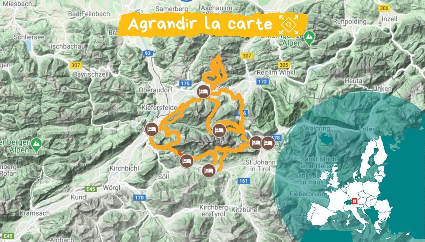 Carte Tyrol : le tour du Kaisergebirge © Lauriane Simeoni Carte Tyrol : le tour du Kaisergebirge