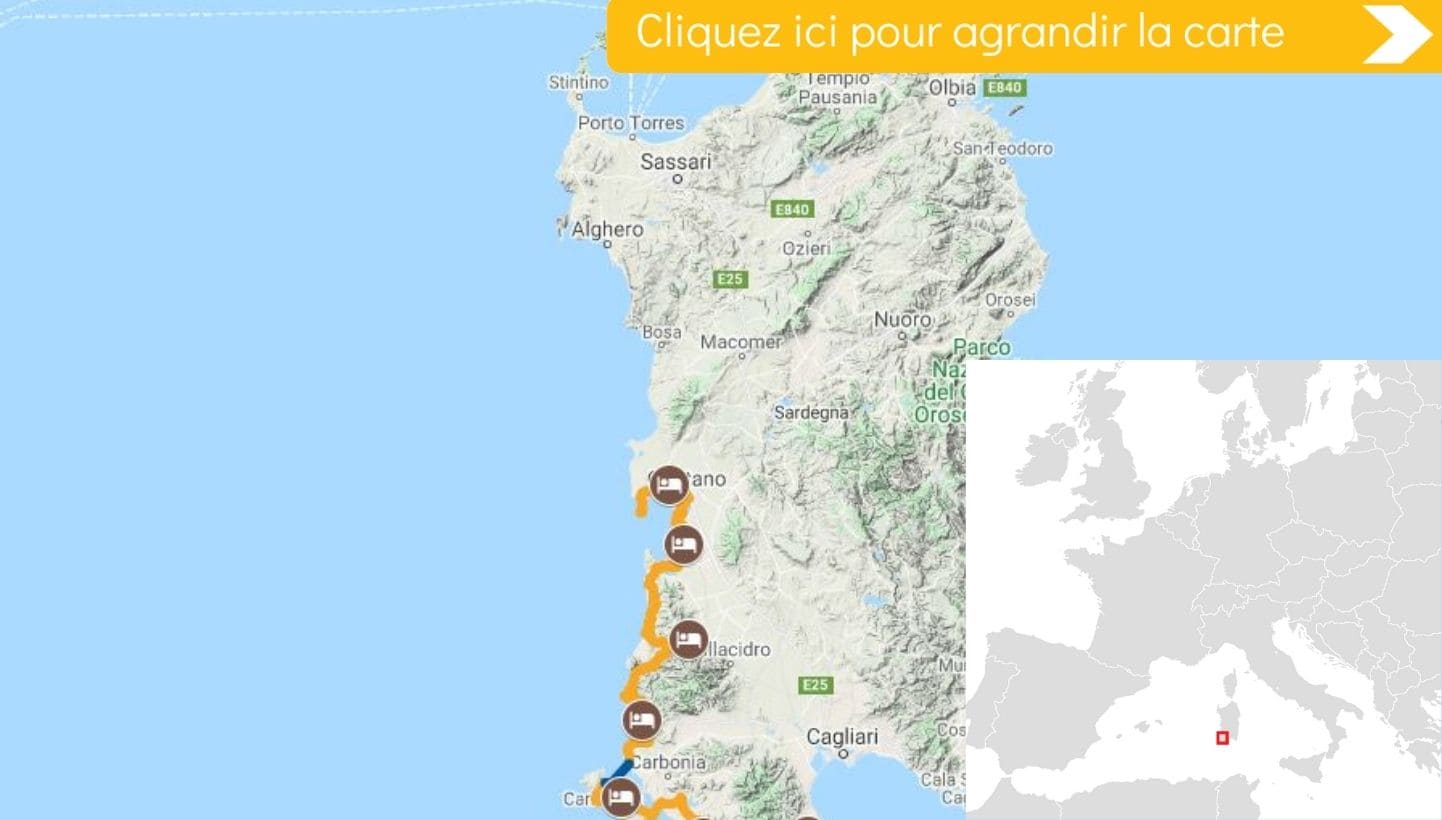 Carte Sardaigne, entre nature et authenticité vélo Carte Sardaigne, entre nature et authenticité vélo