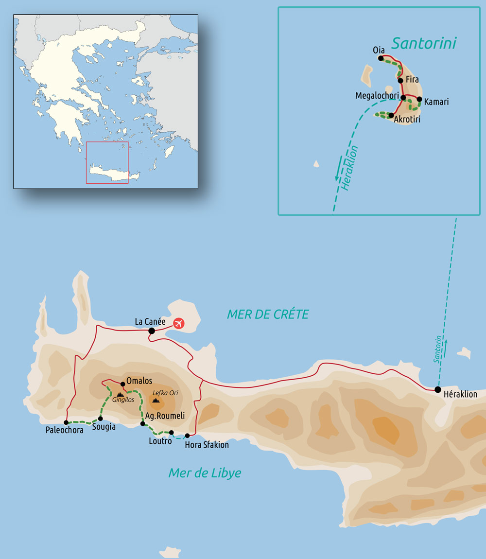 Carte Crète et Santorin, balade minoenne © Éditeur : Nicolas Pagiatis Carte Crète et Santorin, balade minoenne