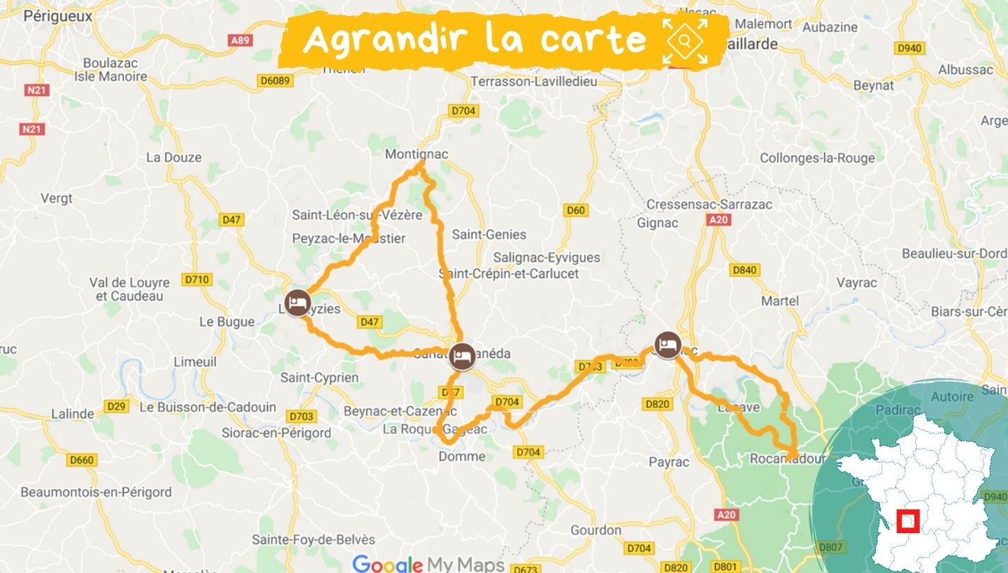 Itinéraire tour du Périgord Noir à vélo