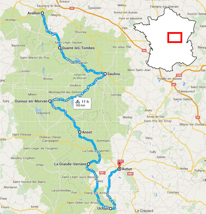 Itinéraire séjour VTT Morvan Itinéraire séjour VTT Morvan